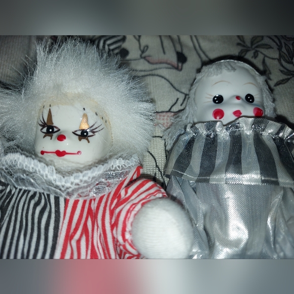 Porcelain clown lot circus sleepy tin man stripes polka dots vintage - Picture 2 of 3